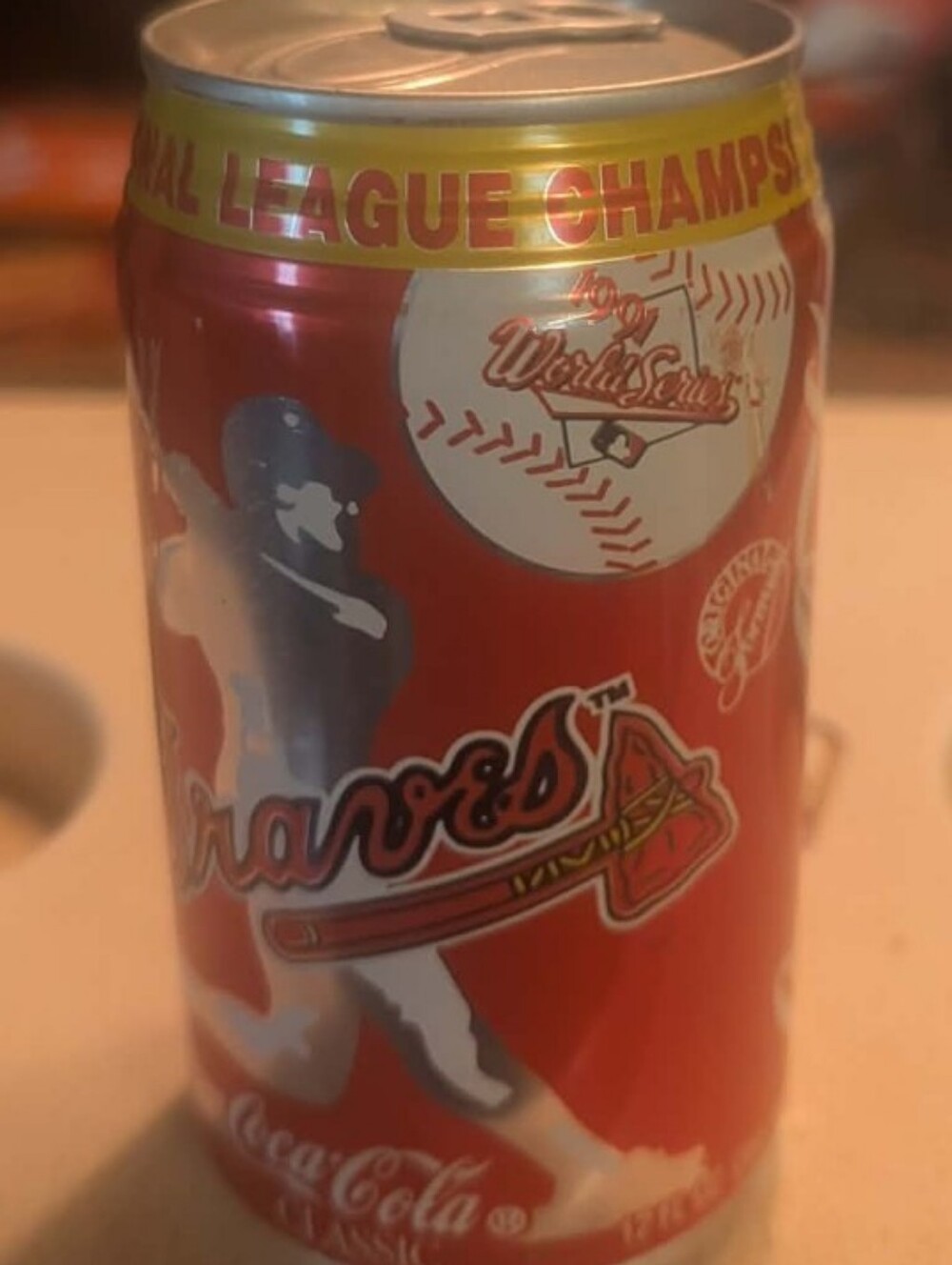 Coca Cola Braves Red and Yellow Commemorative Can